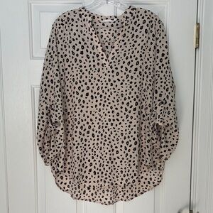 Lush Black and Tan Leopard Print Blouse